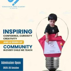 We focus on inspiring confidence, curiosity, and creativity. This poster announces that admissions are open for the 2025-26 session.