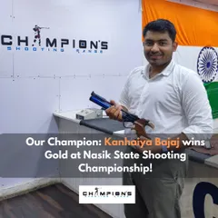 Another proud moment for our range. Kanhaiya Bajaj with his Gold medal, a testament to his hard work and our expert coaching.