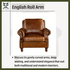 The English Roll Arm sofa is known for its understated elegance. With its gently curved arms and deep, comfortable seating, it's a versatile choice that suits a wide range of interior styles.