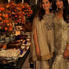 A closer look at Mira Kapoor in the Prisho umbrella kurta set. The intricate black and silver embroidery on the cape is a beautiful detail.