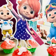 A closer look at my Cocomelon themed soaps, designed to look like little cupcakes. These are perfect for party favors and are made with gentle, kid-safe ingredients.