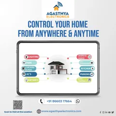 Our control app gives you a clear overview of every system in your home. This image displays the main categories you can manage, including ACs, kitchen appliances, and even parking gate controls.