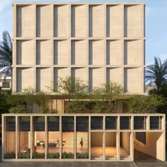 A photorealistic render of Stone Boulevard, created during the design phase. Comparing this with the final photographs demonstrates our ability to accurately predict and execute the final outcome of a project.