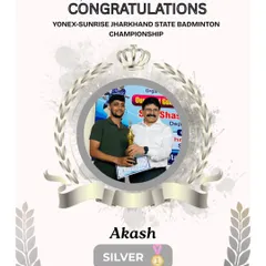 A fantastic performance from Akash, securing the Silver medal in Men's Singles at the U-19 Yonex Sunrise Jharkhand State Championship. This is a milestone on the road to gold.