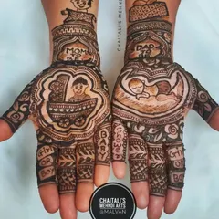 This full baby shower design is filled with joy. It features multiple baby figures, a cradle, "Mom to be" and "Dad to be" text, and even a playful "Girl or Boy" question on the fingers.