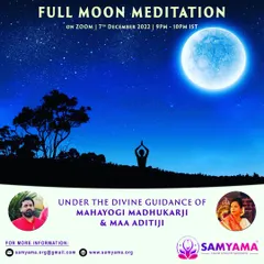 An announcement for a charitable Full Moon Meditation virtual event. We often harness the potent energies of the full moon for collective healing and peace.