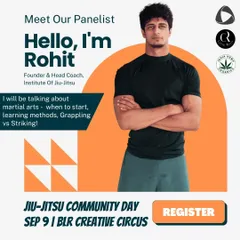 Our head coach Rohit speaking at the Jiu-Jitsu Community Day. We believe in sharing knowledge not just on the mats, but through events that bring athletes together to discuss the art and sport of martial arts.