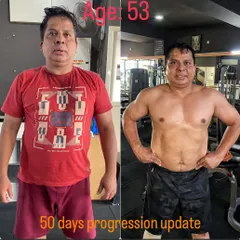 Age is just a number when you decide to commit. At 53 years old, this client made incredible progress in just 50 days, proving that it's never too late to build strength and change your body.