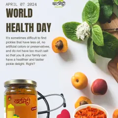 On World Health Day, I want to remind everyone that my pickles are made with less oil, no artificial colours or preservatives, and low salt. A healthier and tastier pickle delight.