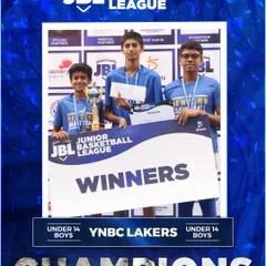 The YNBC Lakers, our Under 14 Boys Champions for Season 2 of the Junior Basketball League. A brilliant display of teamwork and determination led to this victory.