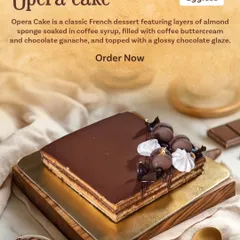 A tribute to classic French pâtisserie, this is my eggless Opera Cake. It features delicate layers of almond sponge soaked in coffee, filled with coffee buttercream and chocolate ganache, and finished with a perfect, glossy chocolate glaze.