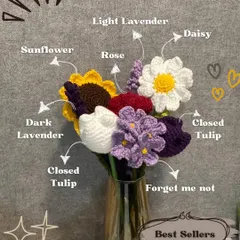 Here’s a look at some of my bestselling forever flowers. I can create a variety of blooms like sunflowers, roses, tulips, lavender, daisies, and forget-me-nots. You can mix and match to create a custom bouquet that is uniquely yours.