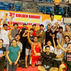 The whole team celebrating our victory at the 3rd Golden Bharat Kickboxing Cup. This is what teamwork and dedication look like.