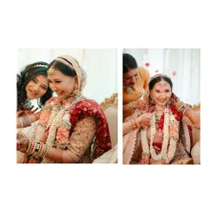 The playful moments during the ceremony are just as important as the solemn ones. Here, friends and family shower the bride with love and petals.