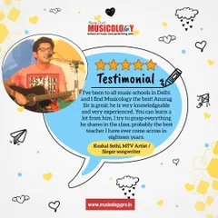 Kushal Sethi, an MTV artist and singer-songwriter, shares his experience. He finds my teaching approach knowledgeable and considers me the best teacher he has come across in his eighteen years.