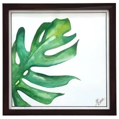 The Monstera leaf has such a beautiful and iconic shape. I captured its form in this simple watercolor painting, focusing on the different shades of green to bring the leaf to life on paper.