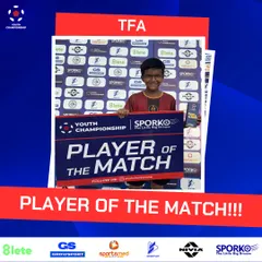 Sweat, sacrifice, success. A player proudly receives his well-deserved Player of the Match award.