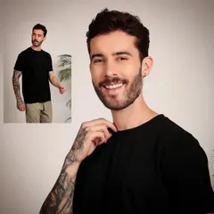 A strong portfolio for male models includes both headshots and full-length commercial shots. Here, I've captured a clean, approachable look perfect for e-commerce catalogues, highlighting both a relaxed pose and a direct, engaging portrait.