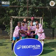 Our girls' team celebrating a well-deserved championship win at the Sparta X Decathlon League. We are incredibly proud of our dedicated girls' football program in Dombivli, creating a space for female athletes to thrive.