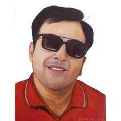 The final version of a commissioned color pencil portrait. Using Doms pencils, I built up layers of color to achieve realistic skin tones and the bold look of the red shirt and dark sunglasses.