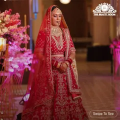 The complete traditional bridal look. I ensured her makeup was perfectly blended and her dupatta was set flawlessly to create this stunning, regal appearance for her wedding day.
