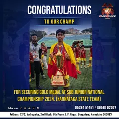 This is what glory looks like. We are incredibly proud of our player for securing a gold medal at the Sub-Junior National Championship with the Karnataka State Team. This is the result of years of discipline and hard work, proving our pathway to pro-level success is real.