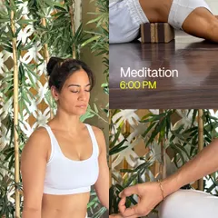 I end my day with quiet meditation. Using props like a yoga block for support helps me relax into the practice and find gratitude for the day.
