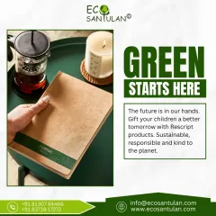 Your desk can be a place of purpose. This journal is made from 100% recycled material, meaning no trees were cut to create it. I believe the choices we make, even small ones like the stationery we use, are a gift we give to our children and their future.