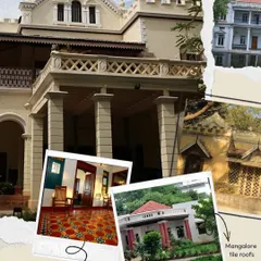 These forgotten homes of Bengaluru were built with shade, breeze, and soul. I've collaged details like sloping Mangalore tile roofs and patterned Athangudi floors to show how colonial and traditional styles merged to create something truly unique and beautiful.