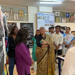 Interacting with students and faculty while viewing the exhibition at REVA University. Seeing the promising work and high ethical standards of the students was a highlight of the day.