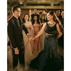 A magical first dance moment. Isha's makeup was designed to catch the light beautifully as she moved, ensuring she looked flawless all evening.