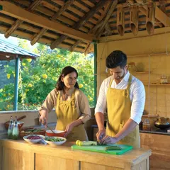 For this Radisson Blu Dharamshala campaign, we wanted to showcase their unique experiences, like this outdoor cooking class. The warm, natural light and lush greenery create a wholesome and inviting atmosphere.