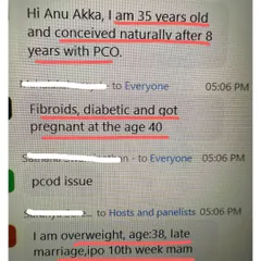 Seeing these messages in my webinar chat reminds me why I always say "Trust your Body". Women with PCO, fibroids, and those conceiving at 35 or 40 are all finding their way to a healthy pregnancy.