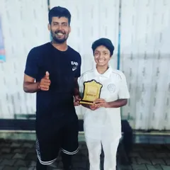 We are incredibly proud of Clarissa, one of our hardest-working cricketers, on her selection for the U15 state-level selection matches. Here she is with her coach and an award.