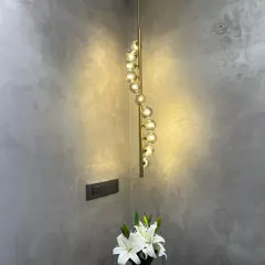 Another happy client's home, where our spiral glass globe pendant adds elegance and height to the corner of their room.