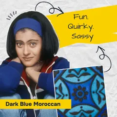 This Dark Blue Moroccan tile has the same fun, quirky, and sassy personality as Kajol's character Anjali from 'Kuch Kuch Hota Hai'. It's playful and full of character.