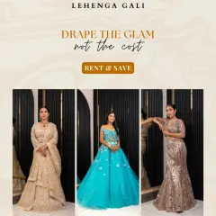 Drape the glam, not the cost. We have outfits for every taste, whether you prefer a classic gold lehenga, a fairytale blue gown, or a shimmering sequin dress.