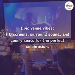 Epic venue vibes are standard here. Every theater is equipped with a huge HD screen, powerful surround sound, and comfy seats to ensure the perfect celebration and an immersive viewing experience.