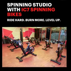 Our spinning studio is equipped with elite IC7 Spinning Bikes. These machines offer performance tracking and precision resistance, making every indoor cycling class a challenging and rewarding cardio workout.