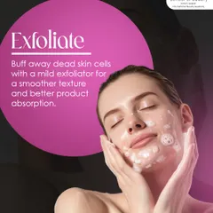Step 2: Exfoliate. Gently buffing away dead skin cells with a mild exfoliator creates a smoother skin texture and allows for better absorption of subsequent skincare and makeup products.