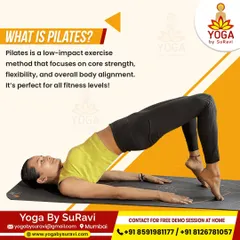 What is Pilates? It's a low-impact method focusing on core strength and body alignment, as shown in this Bridge Pose variation, perfect for all fitness levels.