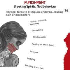 This illustration depicts the reality of corporal punishment. Using a minimal color palette helps to focus on the gravity of the subject from a child's perspective.
