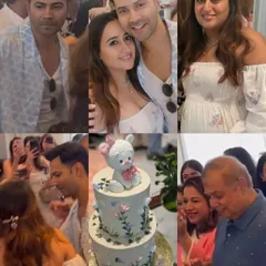 It was a joy to design this delicate teddy bear cake for Varun Dhawan and Natasha Dalal's baby shower. The two-tiered buttercream cake is decorated with hand-painted wildflowers, celebrating their new beginning.