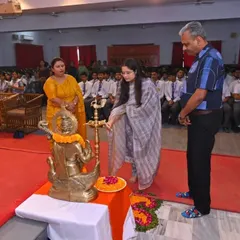 Lighting the lamp to inaugurate a career counseling session for students. It is important to provide young minds with clarity and direction for their future.