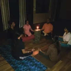 An intimate Trataka session led by one of our instructors. The steady flame helps to still the wandering thoughts of the mind, bringing about a state of peace.