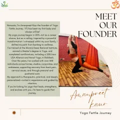 I am Amanpreet Kaur, the founder of Yoga Fettle Journey. My approach is therapeutic, practical, and deeply personalized, born from a journey that began in 2011. I am here to guide you.