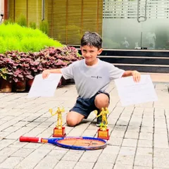 Results are earned, not given. We are incredibly proud of our young tennis player, Naksh Manan, showcasing his trophies after securing 2nd and 3rd place at the DLTA Mini Tennis Open Tournament. This is a testament to his hard work and our dedicated coaching.