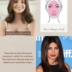 For an oval face shape, haircuts that add a bit of volume and movement, like a long bob with curls or soft, straight layers, work beautifully. They frame the face softly and balance your natural proportions.