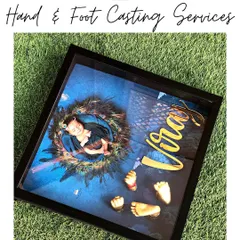 Introducing our Hand & Foot Casting service, a perfect way to freeze a moment in time. We create beautiful 3D keepsakes of your baby's tiny hands and feet, framed alongside a favorite portrait.