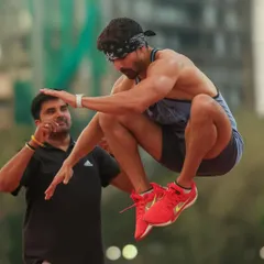 Guiding actor Harshvardhan Rane through a plyometric jump. Every task must be done dil se.